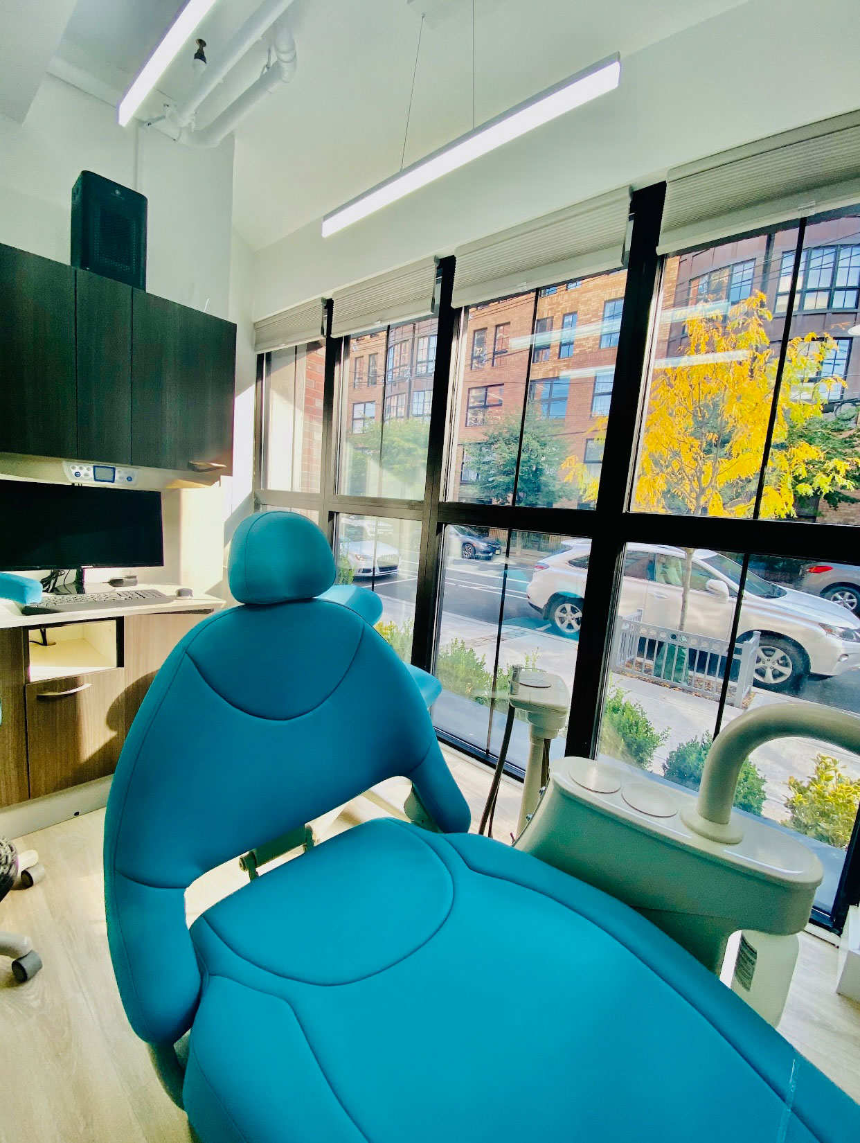 Modern dental chair at BOOM Smiles office